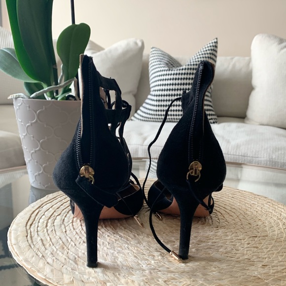 AQUAZZURA Belgravia Black suede Heels - Picture 3 of 5
